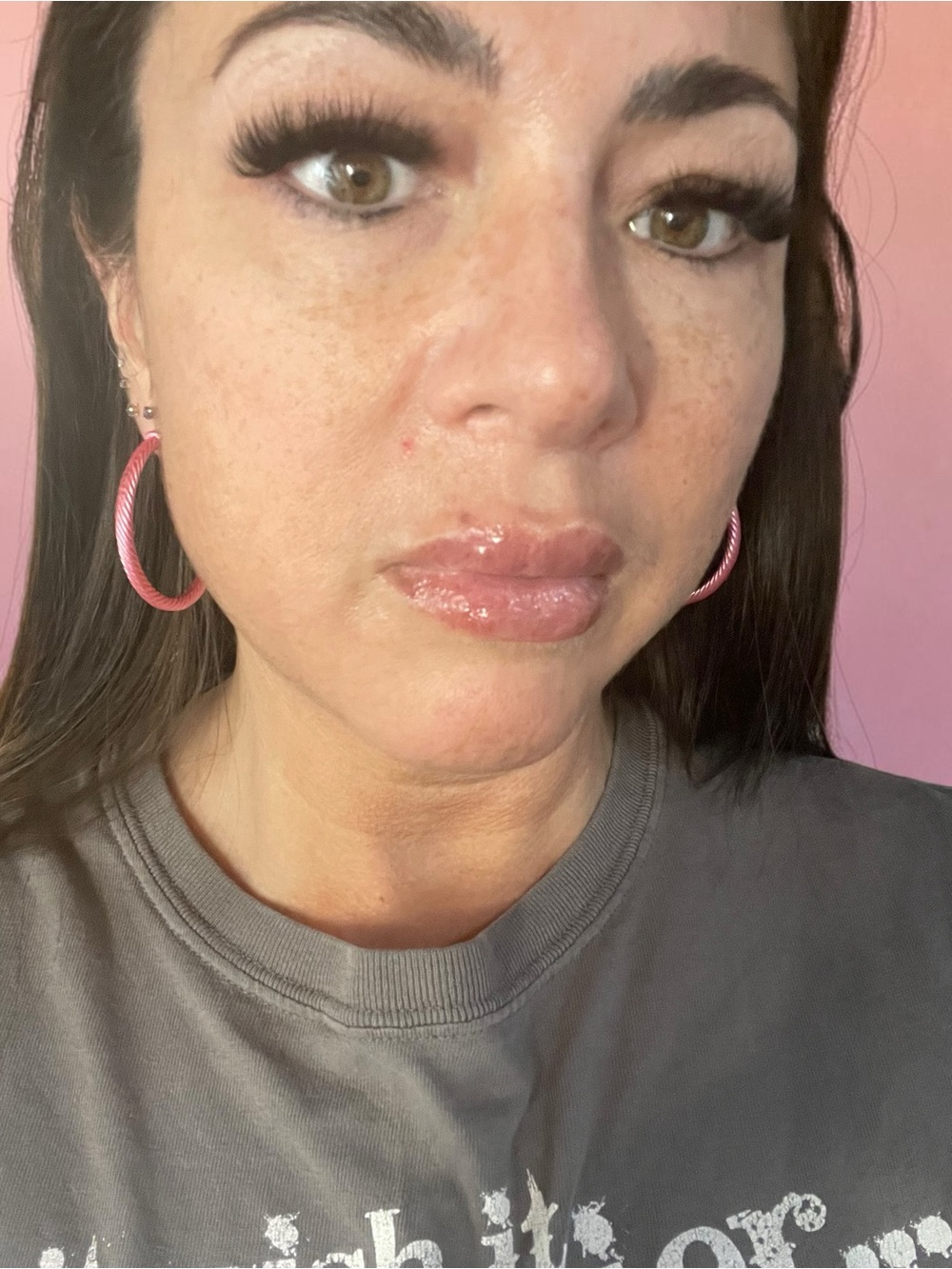 Pink Rope Textured Hoop Earrings 1.75" Statement Hoops